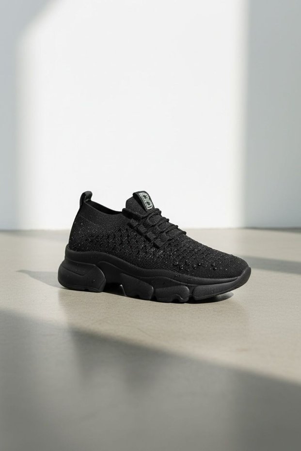 Women's Sneakers Black Sports Casual Orthopedic Comfortable Sole Mesh Lace-Up