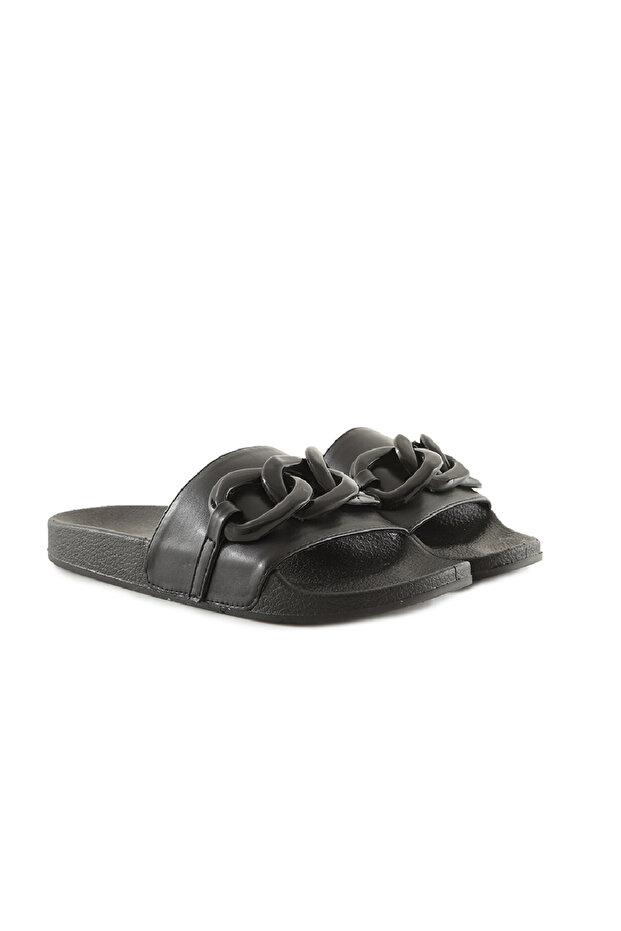 Slippers, Black - 1