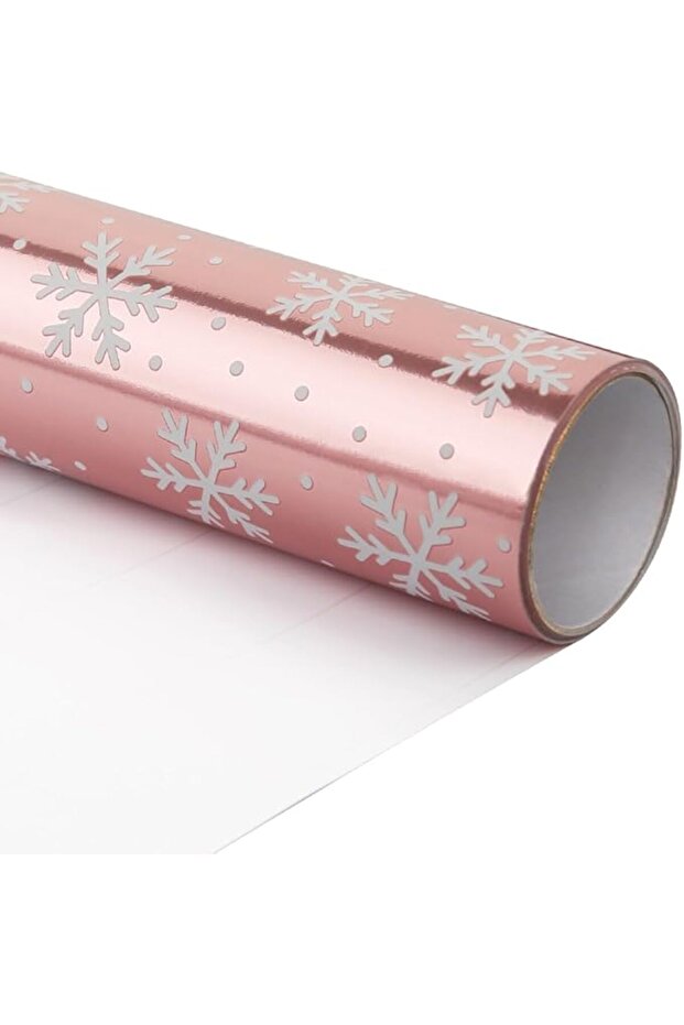 Pink Snowflake Foil Wrapping Paper Roll – 43cm x 5m Gift Wrap for Christmas, Birthday & DIY Crafts