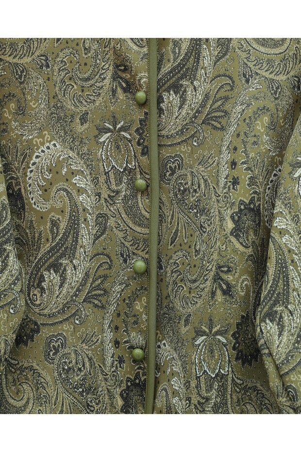 بدلة سكوبا بأزرار دائرية بنمط عرقي - زيتوني - 5