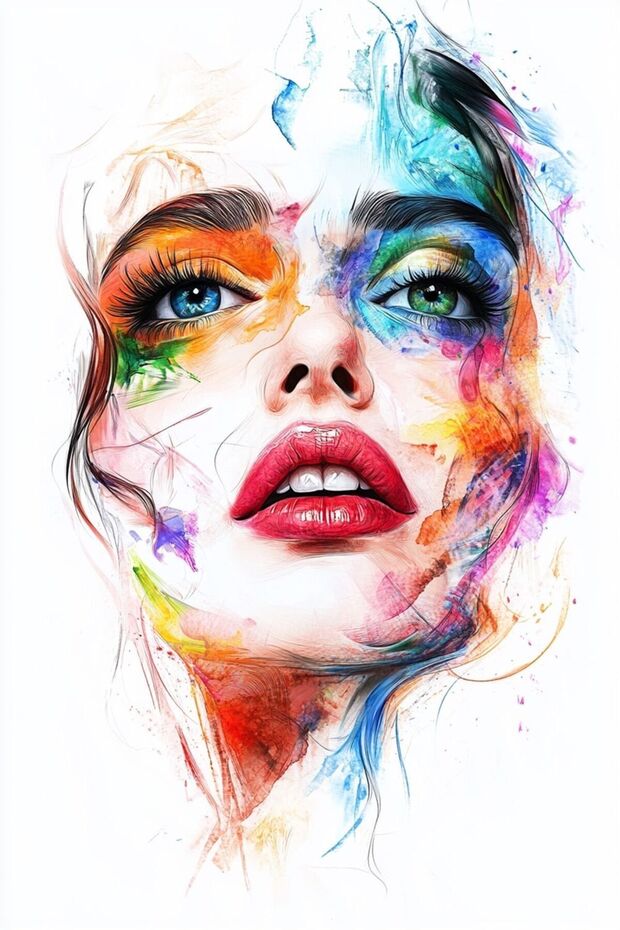 Artistic Colorful Woman Face Print Poster Contemporary Home Wall Decor – 40x60cm