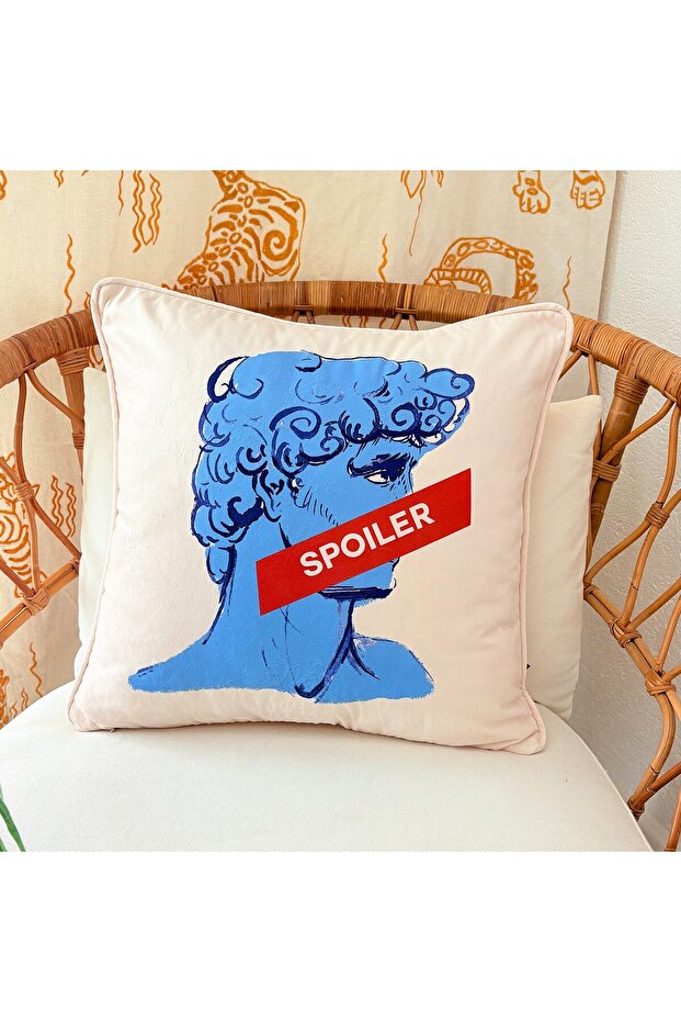 غطاء وسادة مخملي منقوش من Pop Art David “Spoiler” - 50x50 سم - غطاء وسادة مزخرف حديث