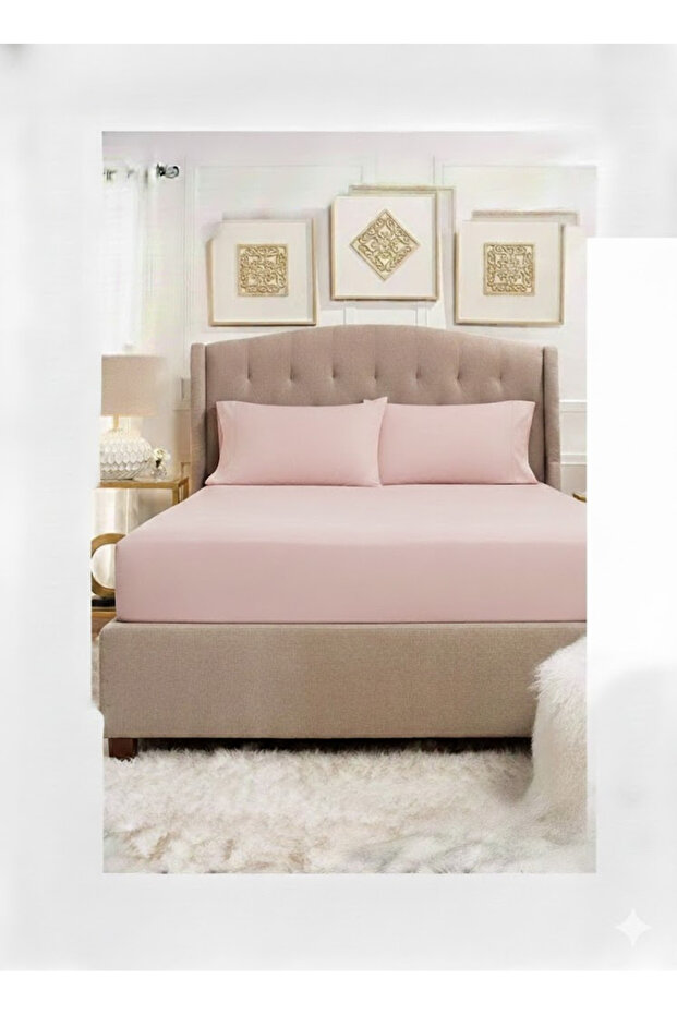 100% Cotton Akfil Ranforce Double Elastic Sheet Set 160 X 200 + 35 cm