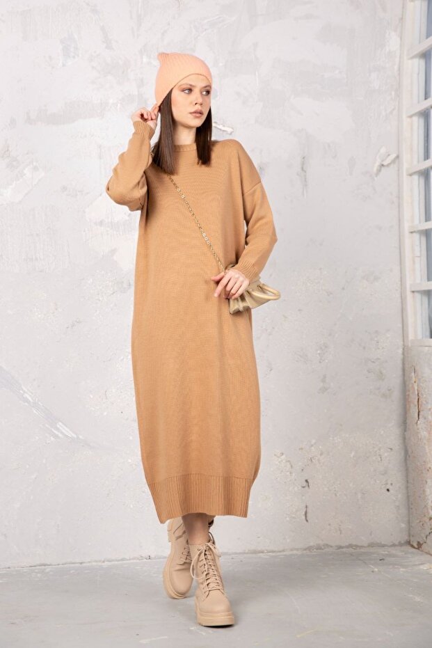 Triko elbise camel - 1