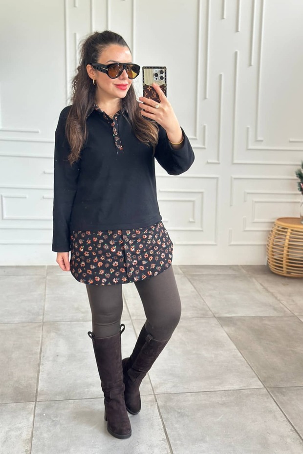 Flannel Tunic Sweatshirt