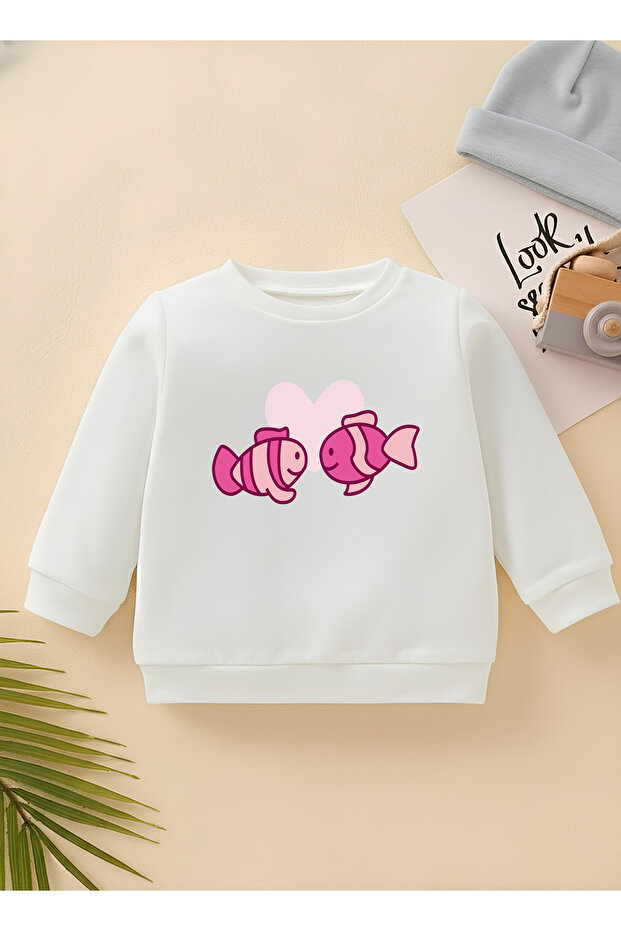 سويت شيرت للأطفال من الجنسين من Pink Fish Friendship