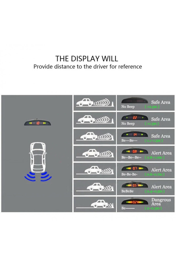 Set of 4 parking sensors with display and sound JRH - 6