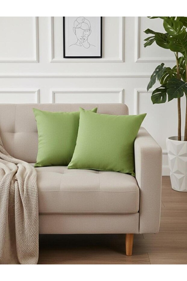 Rio Flat Linen Cushion Cover 2 Pieces Square Green