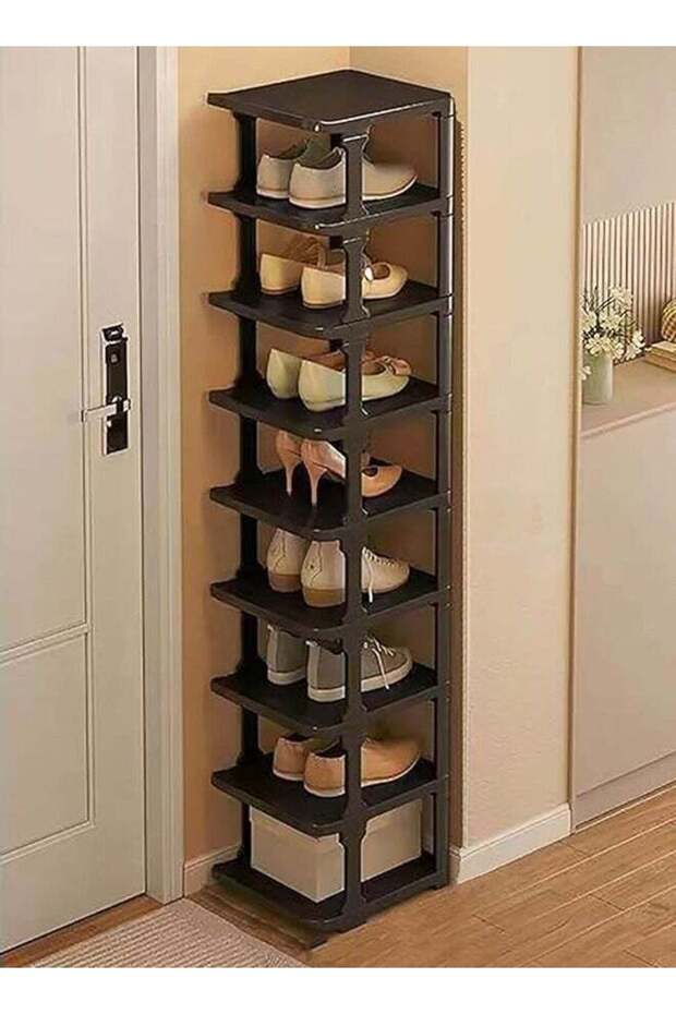 رف أحذية بسيط مقاوم للغبار مكون من 9 طبقات (أسود) - 1