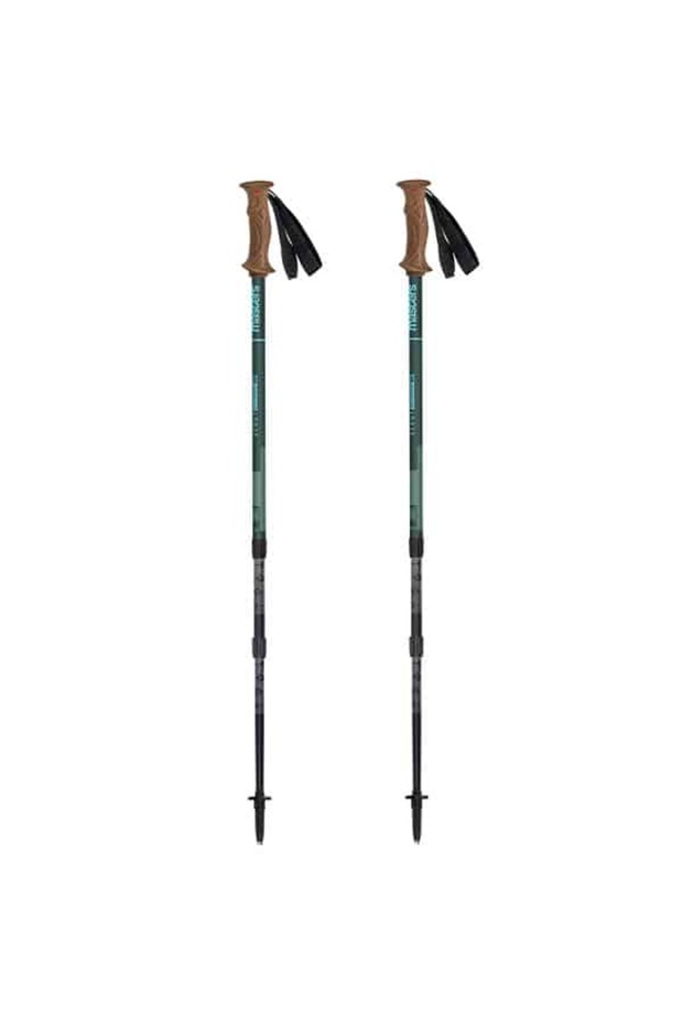 Scout Antishock CSS Trekking Poles (Dark Green), Alu 5083 Aluminum Hiking Poles, Adjustable 105–135 cm (65 cm Collapsed), Band Automatic Lock System, BS Antishock System, Steel Tips, 257g for Hiking