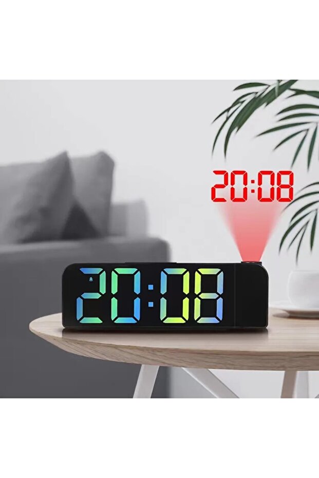 LED Digital Clock with Rotating Time Projector, Alarm and Adjustable Brightness (Mult - 2
