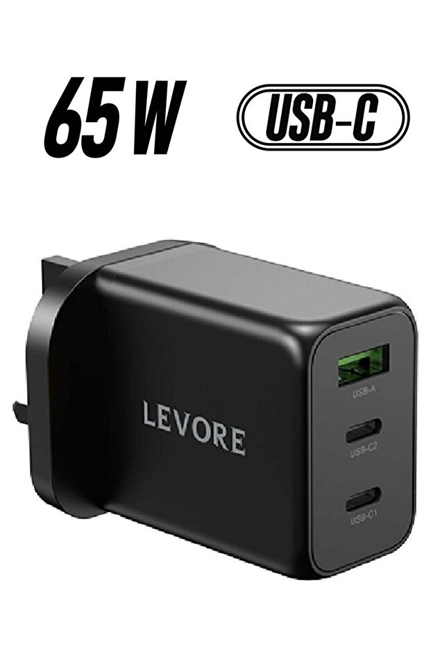 Wall Charger GaN 65W 3-Port Black LGW131-BK