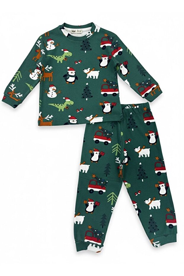 Boy's Pajama Set with Elastic Waist Green