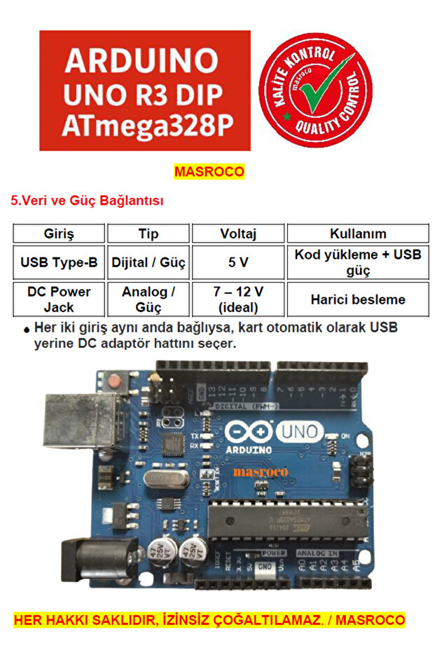 UNO R3 DIP ATmega328P (CH340G USB) + Hediye Setli - 7