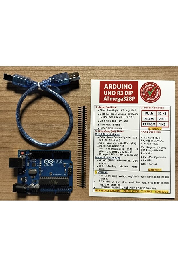 UNO R3 DIP ATmega328P (CH340G USB) + Hediye Setli - 4