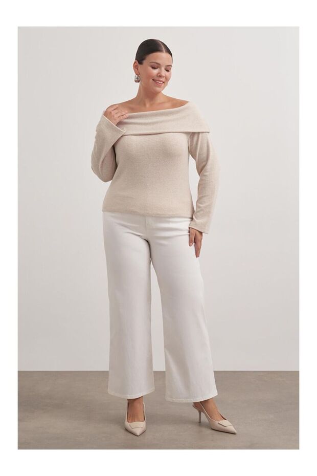 Offene Schulter-Strickbluse - 4