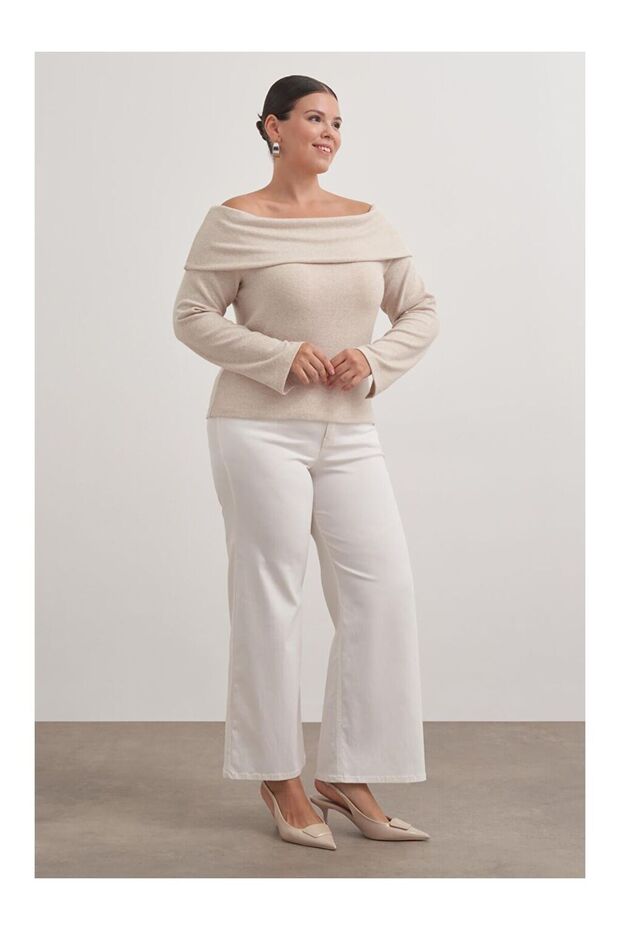 Offene Schulter-Strickbluse - 2