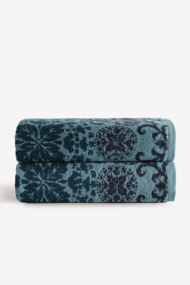 Matilda Yarn Dyed 2-Piece Bath Towel Set Petrol 76X150