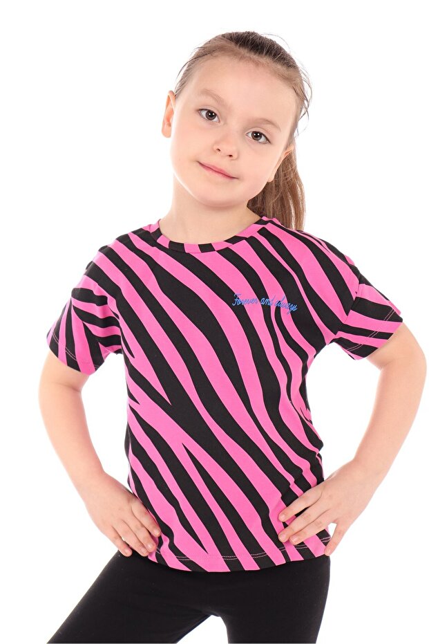 Girl's Printed Crew Neck Short Sleeve T-Shirt