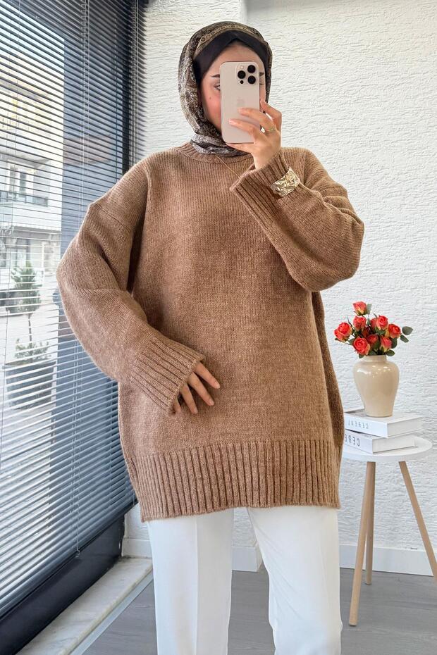 Basic Oversize Triko Kazak – Camel - 5