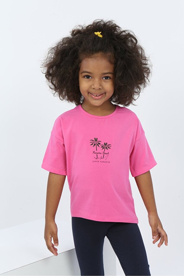 Girl's Printed Crew Neck Short Sleeve T-Shirt