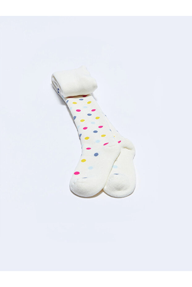 Lcw Kids Ecru Patterned Girl's Towel Pantyhose - 1