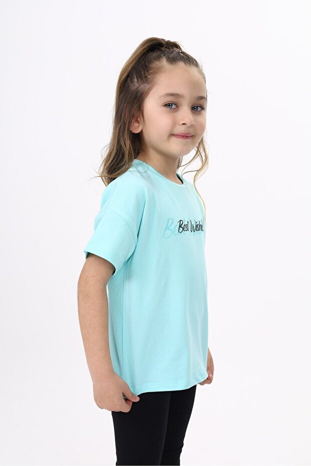 Girl's Printed Crew Neck Short Sleeve T-Shirt