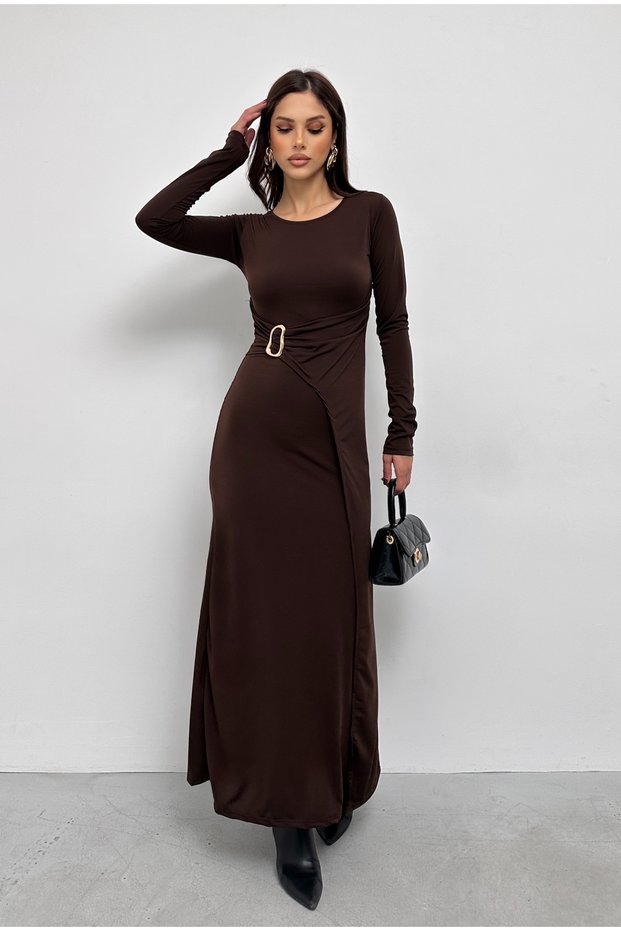 Bicycle Necklace with Buckle Detail, Long Sleeve Sandy Dress