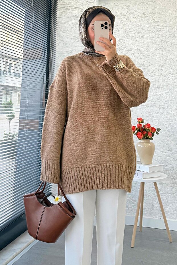 Basic Oversize Triko Kazak – Camel - 3