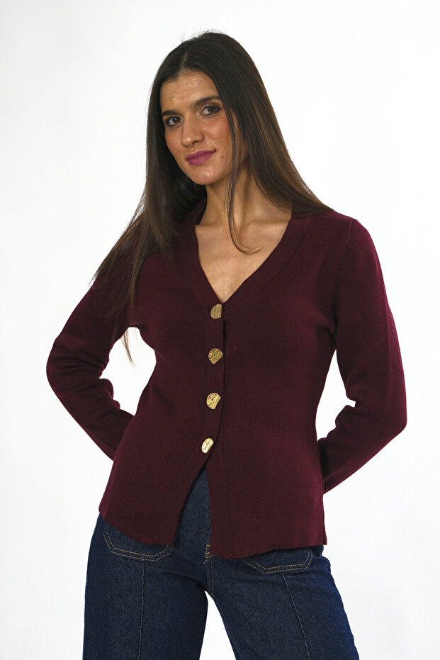 Kadın 4 Düğmeli Hırka - 6