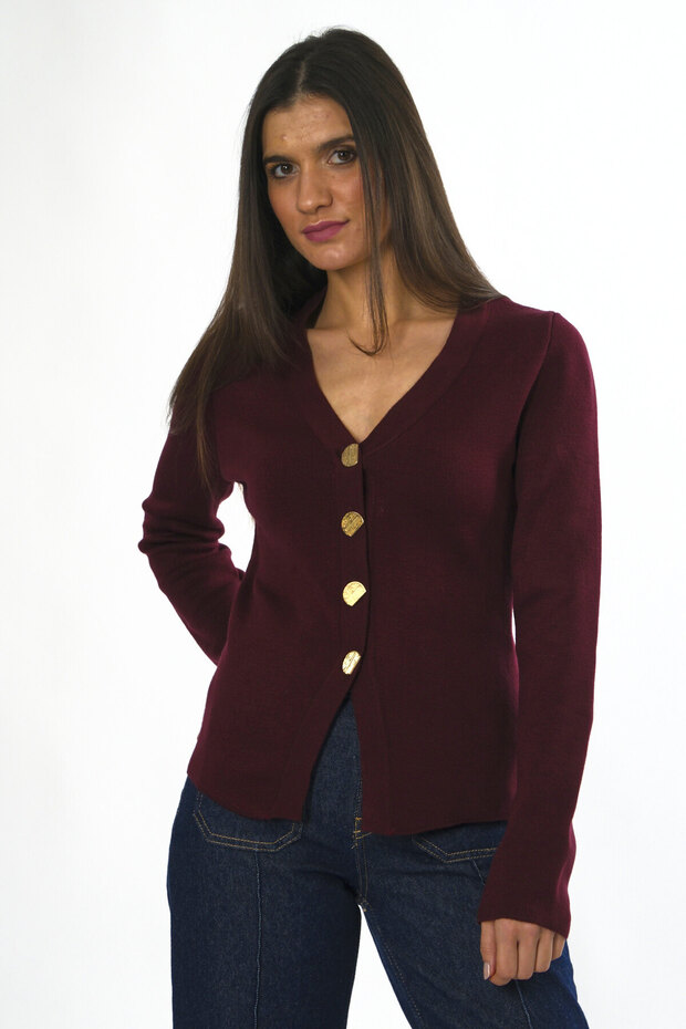 Kadın 4 Düğmeli Hırka - 5