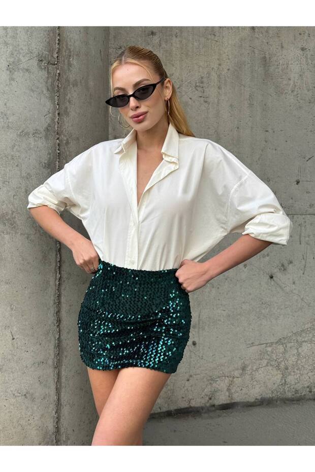payetli şort etek - 1