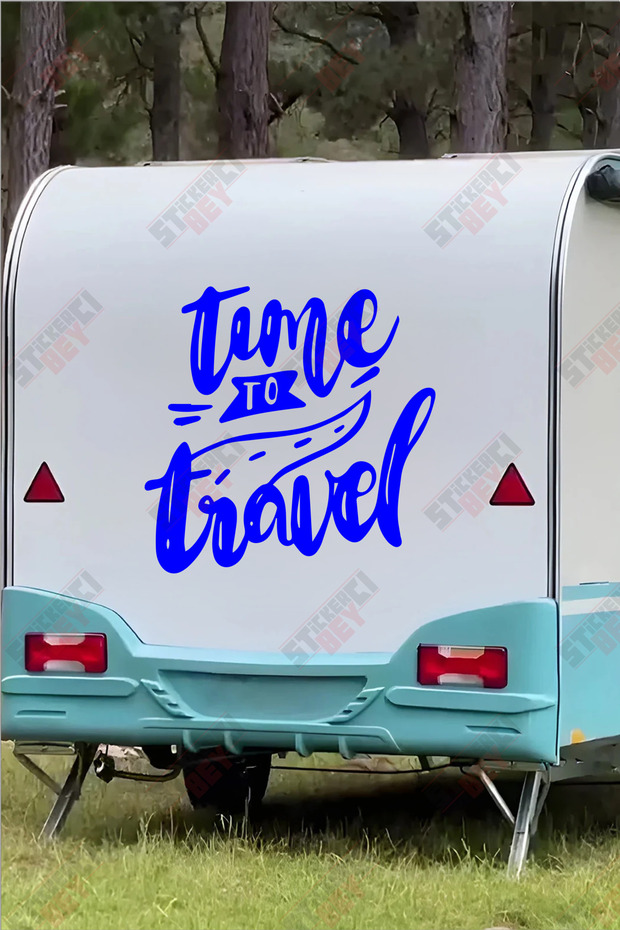 Time to Travel Written on Caravan Sticker Coating