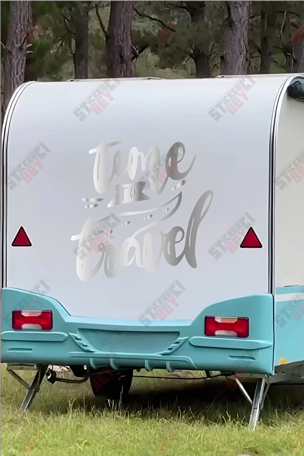 Time to Travel Written on Caravan Sticker Coating