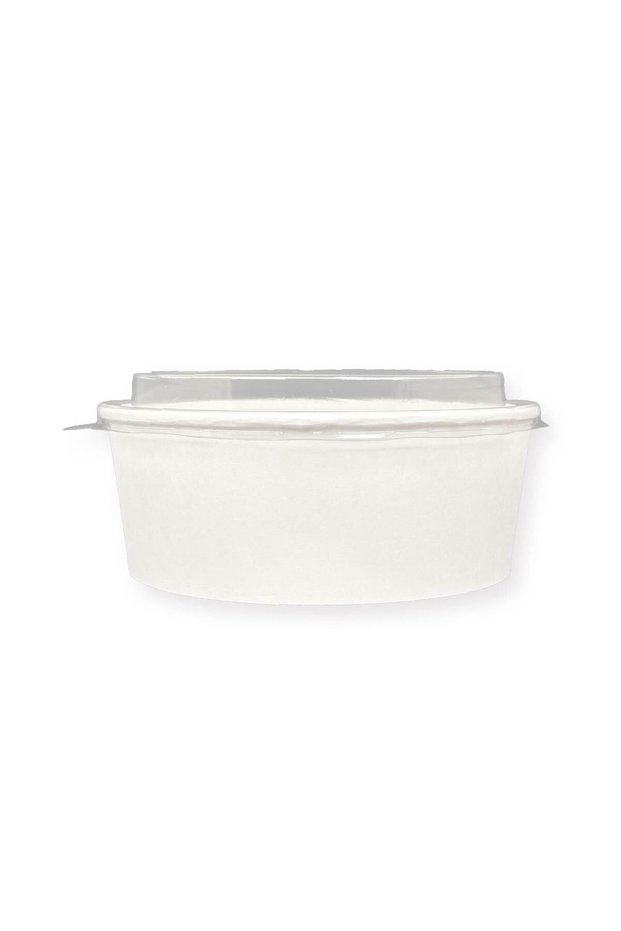50 Pieces White Cardboard Salad Bowl with Lid 1300Cc