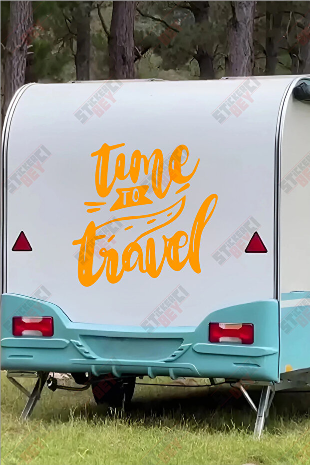 Time to Travel Written on Caravan Sticker Coating