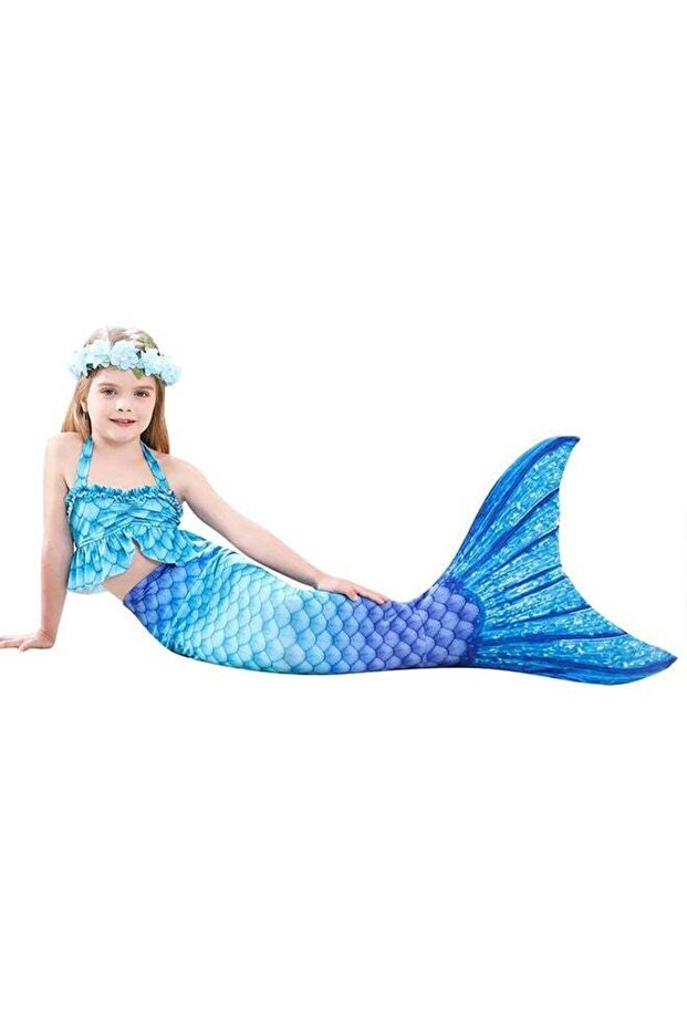 3 PCS The Little Mermaid Tails Costume Set for Girls - Light Blue