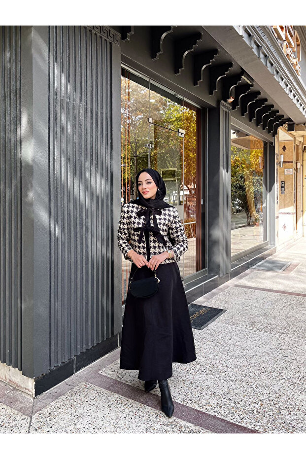 طقم مزدوج بنمط قدم الغراب 6512 - 1