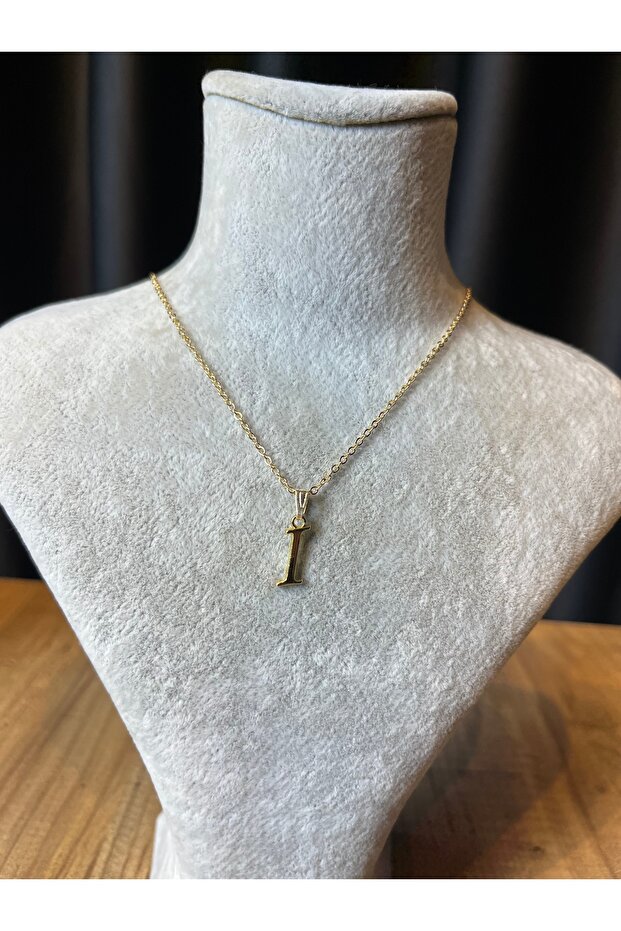 Letter I Lacquer Coated Gold Non-Tarnish Chain Necklace