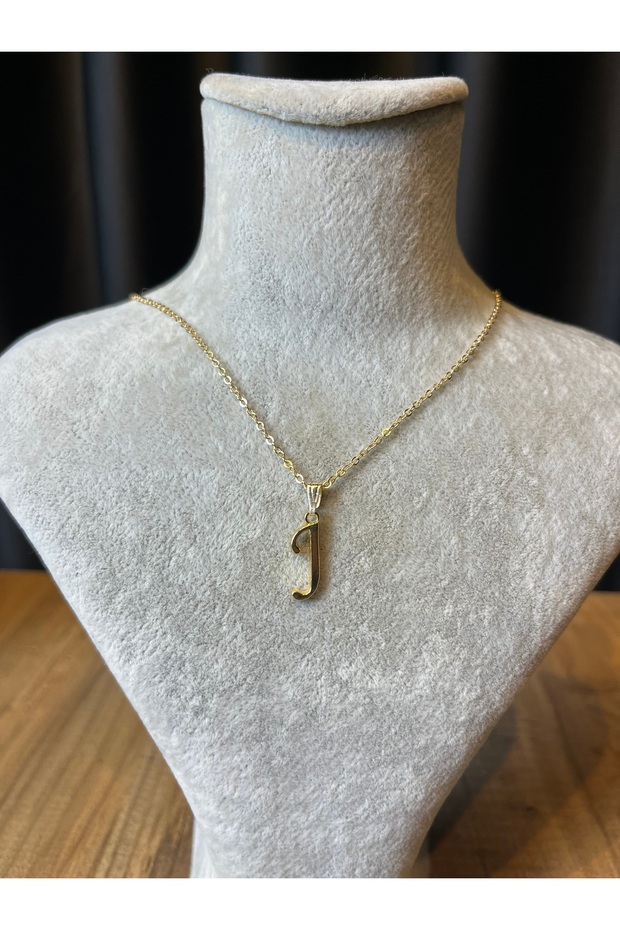 Letter J Lacquer Coated Gold Non-Tarnish Chain Necklace