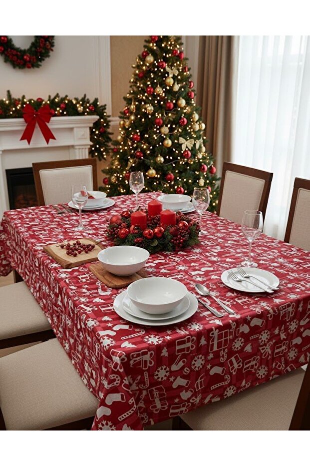 Christmas Table Cloth for Dining Table 6 Seater, Xmas Table Cover for Decorations,(140x180CM)