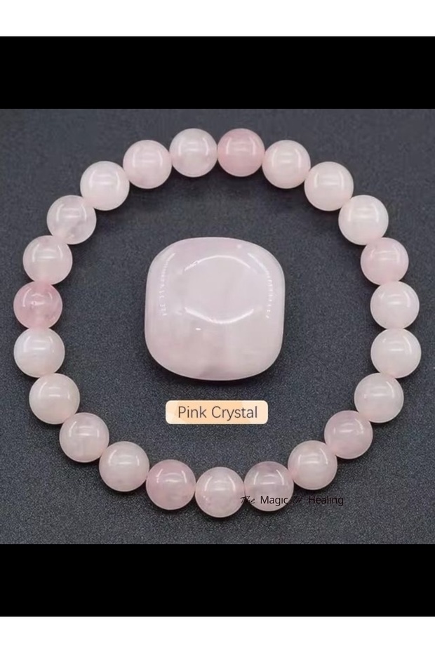 Pink Quartz Natural Stone Bracelet & Tumbil