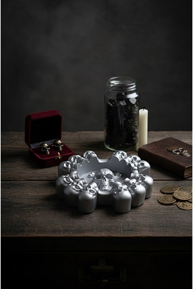 منفضة سجائر على شكل جمجمة قوطية مقاومة للحريق - 3