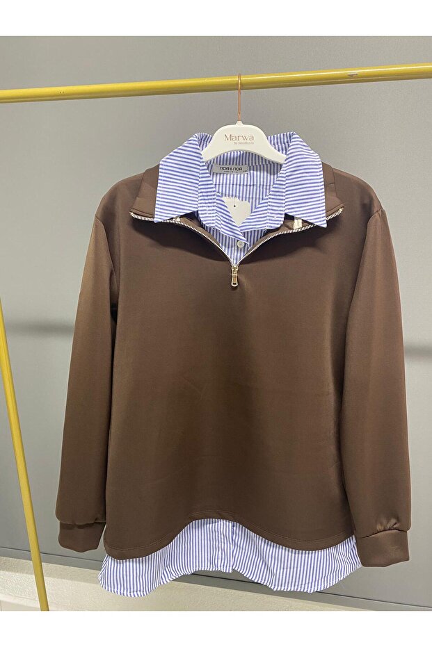 gömlek yakalı sweat - 1