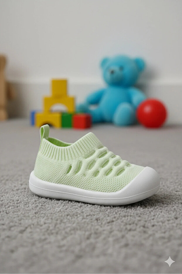Baby Orthopedic Soft Non-Slip Sole Breathable Mesh Fabric Green Baby First Step Shoes