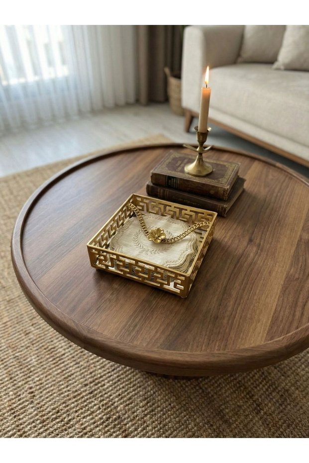Rose Detailed Mirrored Gold Napkin Holder (18X18)