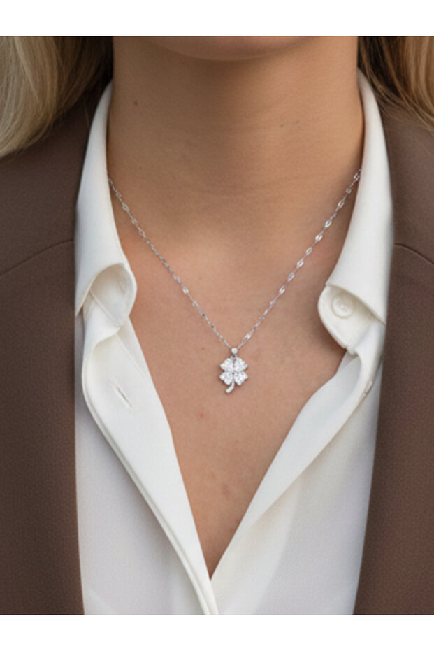 Minimal Steel Women's Necklace with Stones