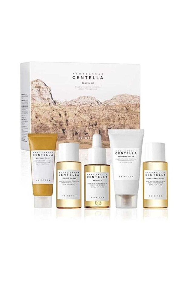 Madagascar Centella Travel Kit, Basic Skincare Box, Compact Size, Soothing Calming Yellow/W