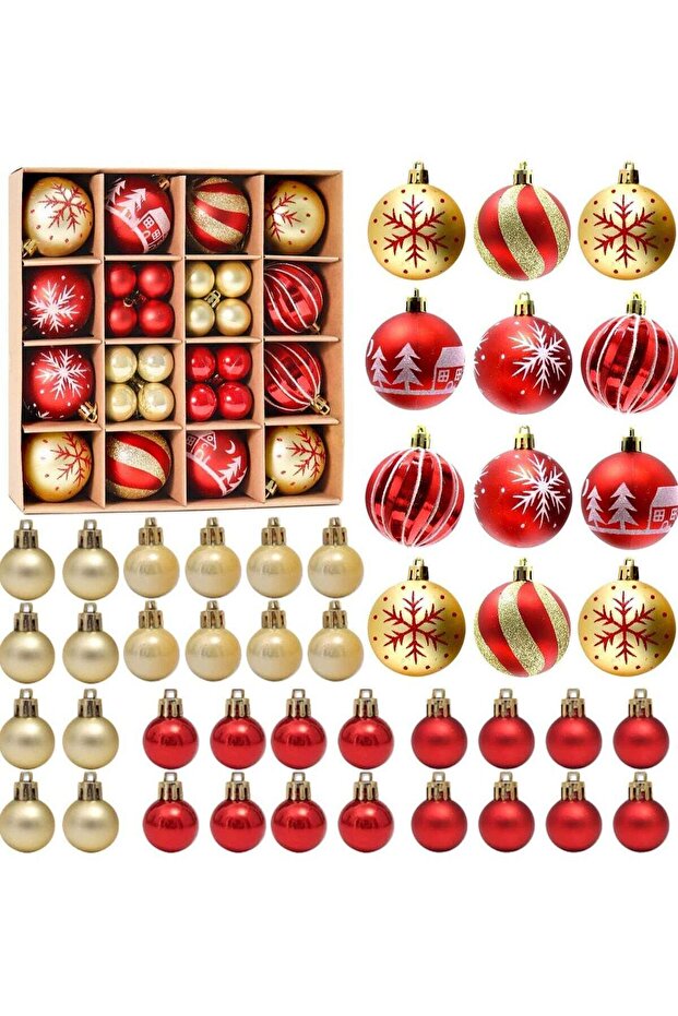 44 Pc Christmas Ball Ornaments (Red/Gold)