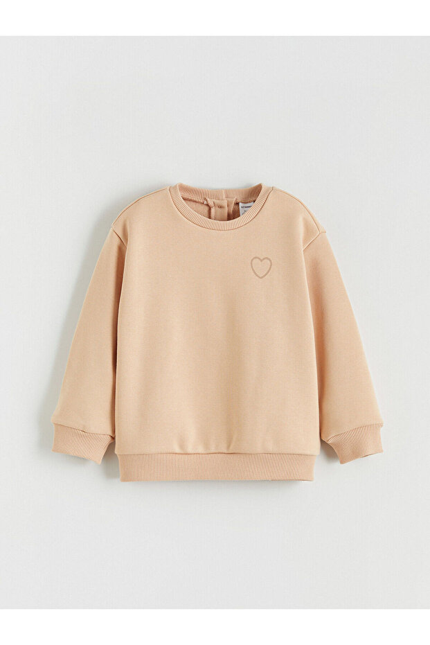 Alita City Lcw Kids Beige 3 Threaded Floral Standard & Regular Girls' Sweatshirt with a Difference